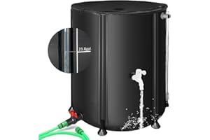 YAFF Rain Barrels to Collect Rainwater from Gutter - Portable Water Storage Tank Water Barrel Rainwater Collection System Rain Catcher Include Filter Two Spigots and Overflow Kit (53 Gallon, Black)