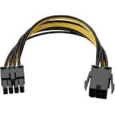 6 Pin Female to 8 Pin Male PCIe Adapter Power Cable | Video Card GPU Power Supply Cable 8.6 Inches / 22 CM