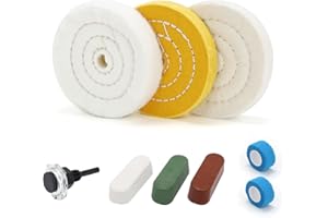 SCOTTCHEN 4inch Buffing Polishing Wheel with 1/4" Shank for Drill, 1/2" Arbor Hole,Soft/Fine/Medium -3pcs,with Buffing Polishing Cutting Compounds 7.4 Oz.Kit,with 2 Pack Non-Woven Bandage