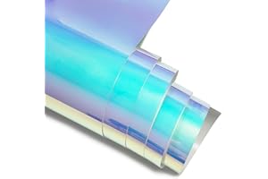 Efuncro Holographic Heat Transfer Vinyl-12'' x 6FT Holographic HTV for Shirts, Pillow, Holographic Iron on Vinyl for Heat Press Machine, Matellic Sheen, Easy to Cut & Weed (Rainbow White)