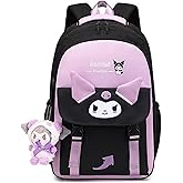 SHSAIEDHA 2pcs Cute Backpack for Women - Aesthetic Casual Daypack for Travel - 18 Inch Large Capacity Casual Daypack with Plush Pendant (PURPLE)
