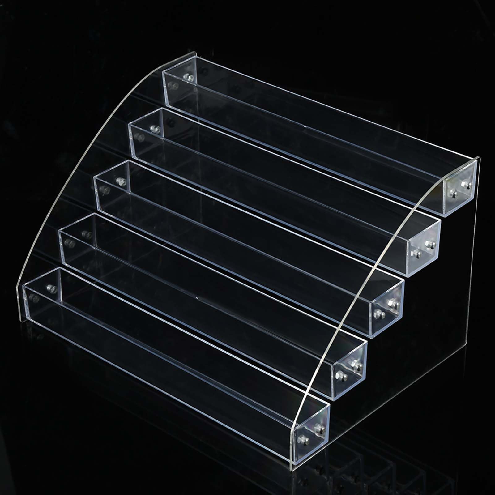 Acrylic Nail Polish Display Stand, 5-Tier Transparent Storage Organizer Shelf, Professional Beauty Holder for Lipstick, Erasable Design