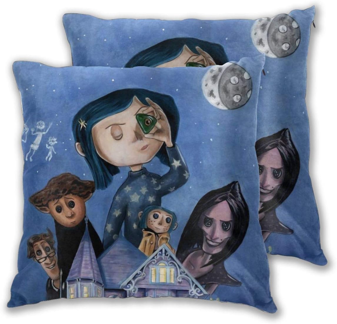Allenada Coraline Set of 2 Square Decorative Throw Pillow Cases for Couch Bed Sofa, Cushion Covers for Home Modern Design 16"" x16