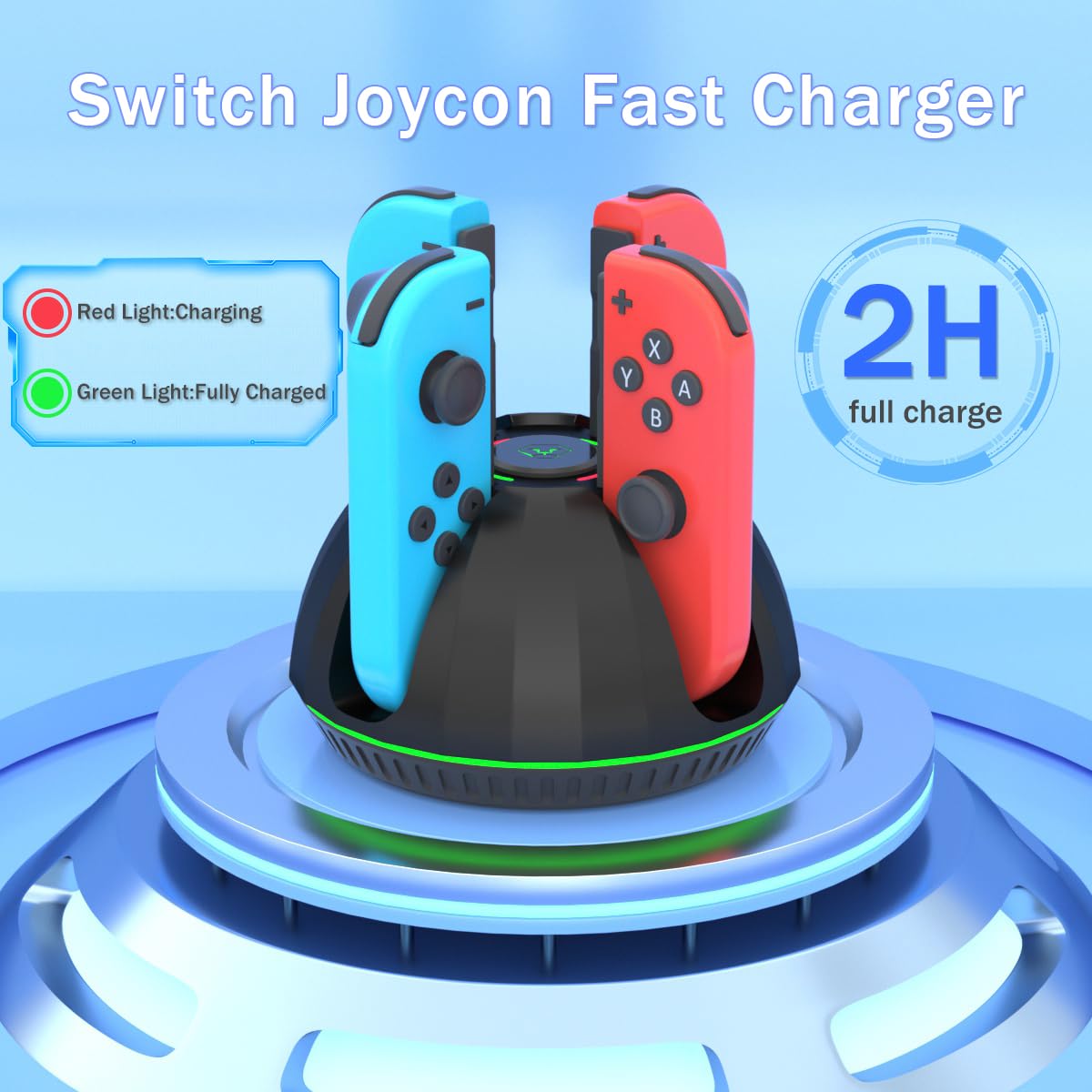 Switch Controller Charger for Nintendo Switch Joy Con,Charging Station for 4 Nintendo Joycons Controller with Led Indication,Joy Con Charging Dock Stand with USB Type C Charging Cable