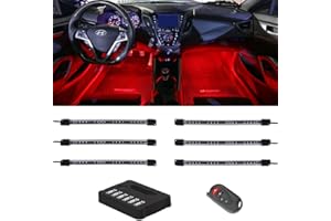 LEDGlow 6pc Flexible Million Color Multi-Color LED Interior Footwell Underdash Neon Lighting Kit for Cars & Trucks - 15 Solid Colors - 10 Unique Patterns - Music Mode - Includes Control Box & Remote