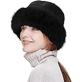 HH HOFNEN Winter Bucket Hat Fluffy Faux Fur Fisherman Plush Warm Hats Cute Fuzzy Bucket Hat for Women