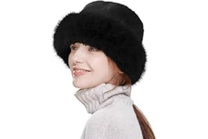 HH HOFNEN Winter Bucket Hat Fluffy Faux Fur Fisherman Plush Warm Hats Cute Fuzzy Bucket Hat for Women