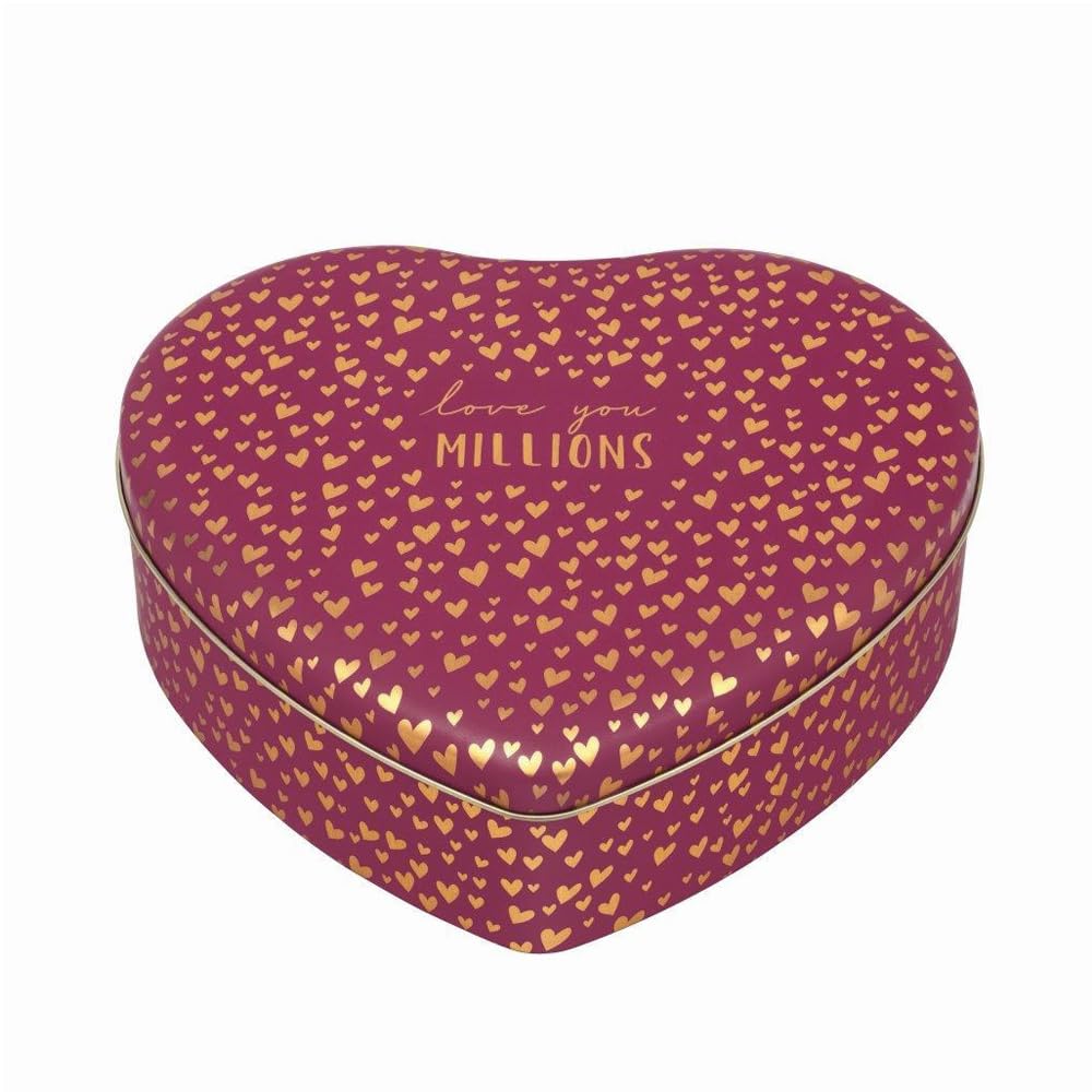 Elite Gift Boxes Sara Miller - Little Gestures Large Heart Shaped Tin Red with Gold Hearts Love you Millions 250 x 230 x 78mm