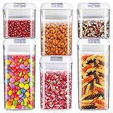 ME.FAN Air-Tight Food Storage Container Set - 6-Piece Set - Durable Plastic - BPA Free - Clear Containers with White Lids