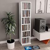 vidaXL CD Cabinet – 6 Compartment White Engineered Wood Storage Organizer view 2
