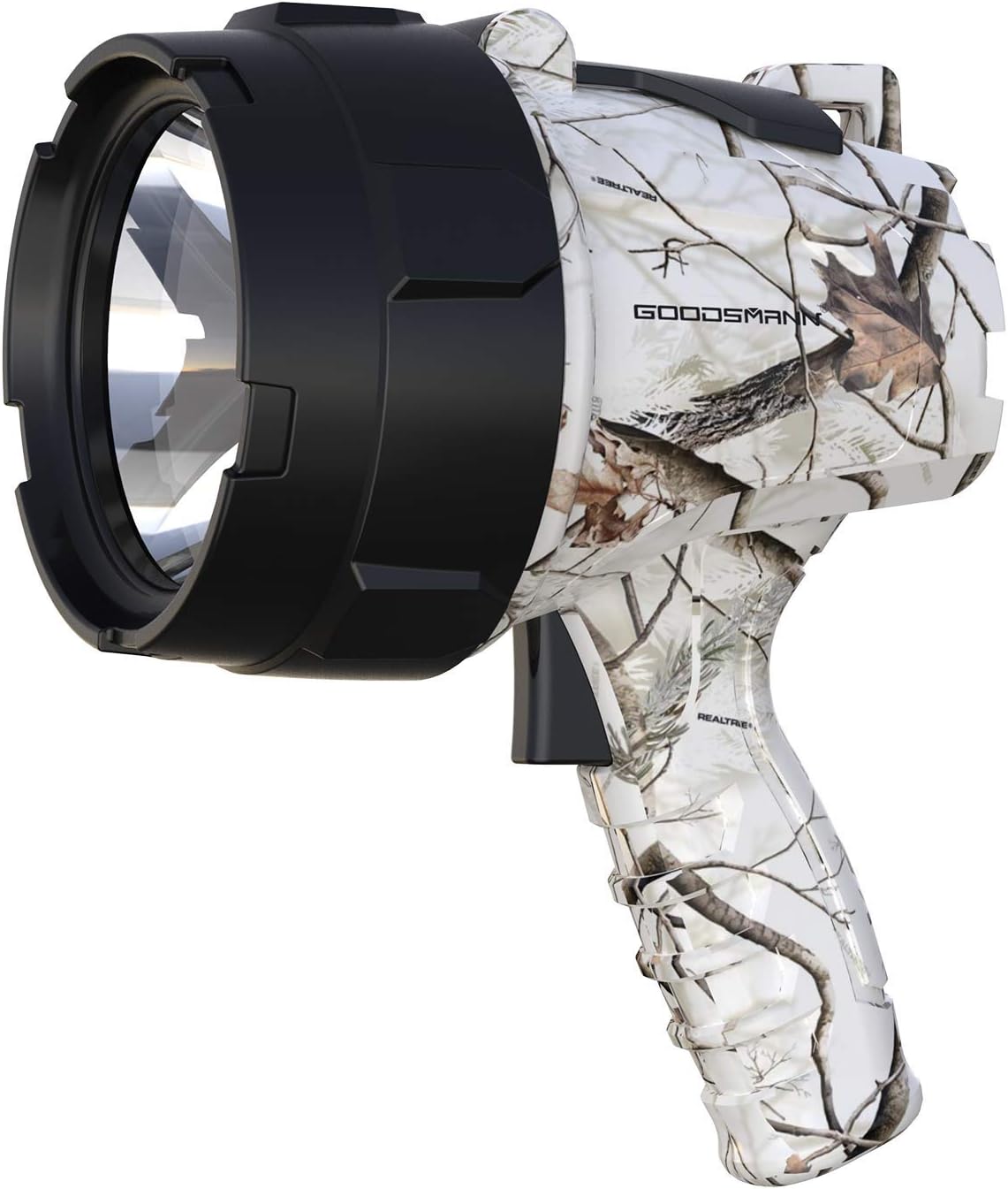 GOODSMANN Realtree AP-Snow Rechargeable Spotlight Cree Led 750 Lumen Handheld Spotlight with 12-Volt AC/DC Charger 9924-2704-02