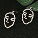 Human Face Dangle Earrings Drop Hoops Studs Cuffs Ear Wrap Pin Vine Pierced Dangling Hollow Out Charms Jewelry Golden Plated 2 Pair 1+2