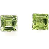Natural 2.5ct Peridot 925 Solid Sterling Silver Earrings 6mm