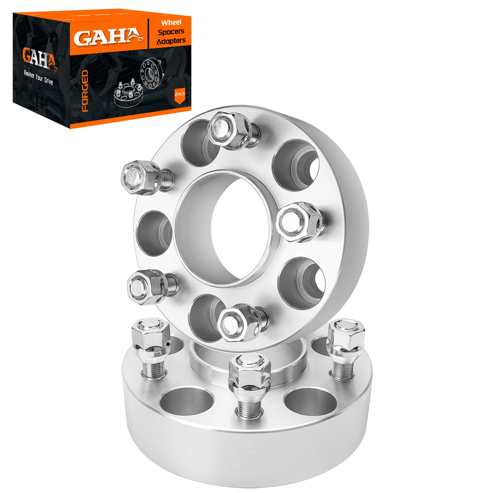 View 1 of 5x4.5 Wheel Spacers with 1/2"x20 Studs, 70.5mm CB, Compatible for Ford Mustang, Edge, Explorer, Sport Trac, Ranger, Crown; Lincoln Town Car, Mark VII, Grand; Mazda Navajo, 5x114.3 Spacers 1.5" Thick