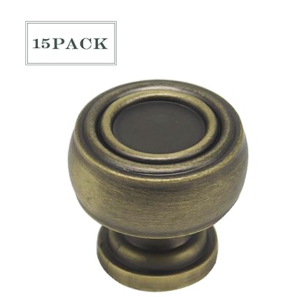 15 Pack Antique Cabinet Knobs Round Zinc Alloy Drawer Pulls 1 1