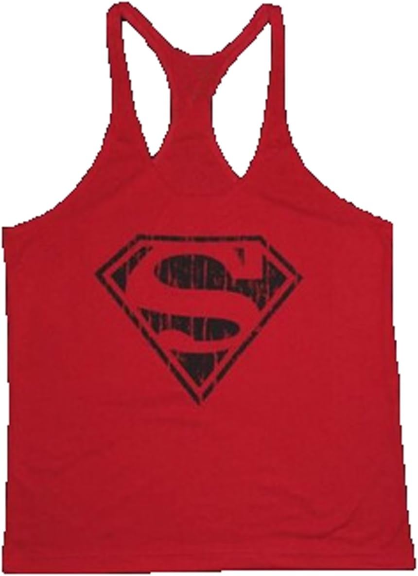 Moge Men's BodyBuilding Superman S Logo Tank Top Stringer Gym Shirt (S, Red1)