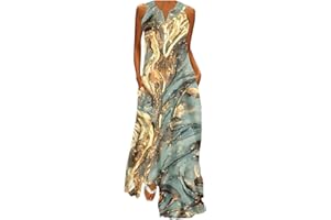 Attine Plus Size Maxi Dresses for Women 2024 Summer Beach Dress with Pocket V Neck Sleeveless Sundress Boho Floral Long Dress
