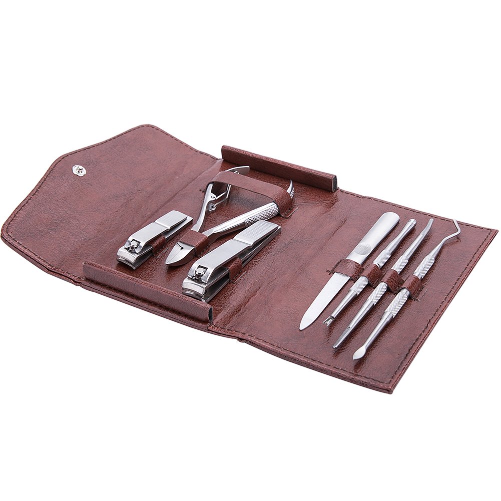Corewill Nail Clipper Set with Ingrown Toenail Tool 7 in 1 Manicure set for Thick Toenails with File and Lifter in Portable CaseStainless Steel