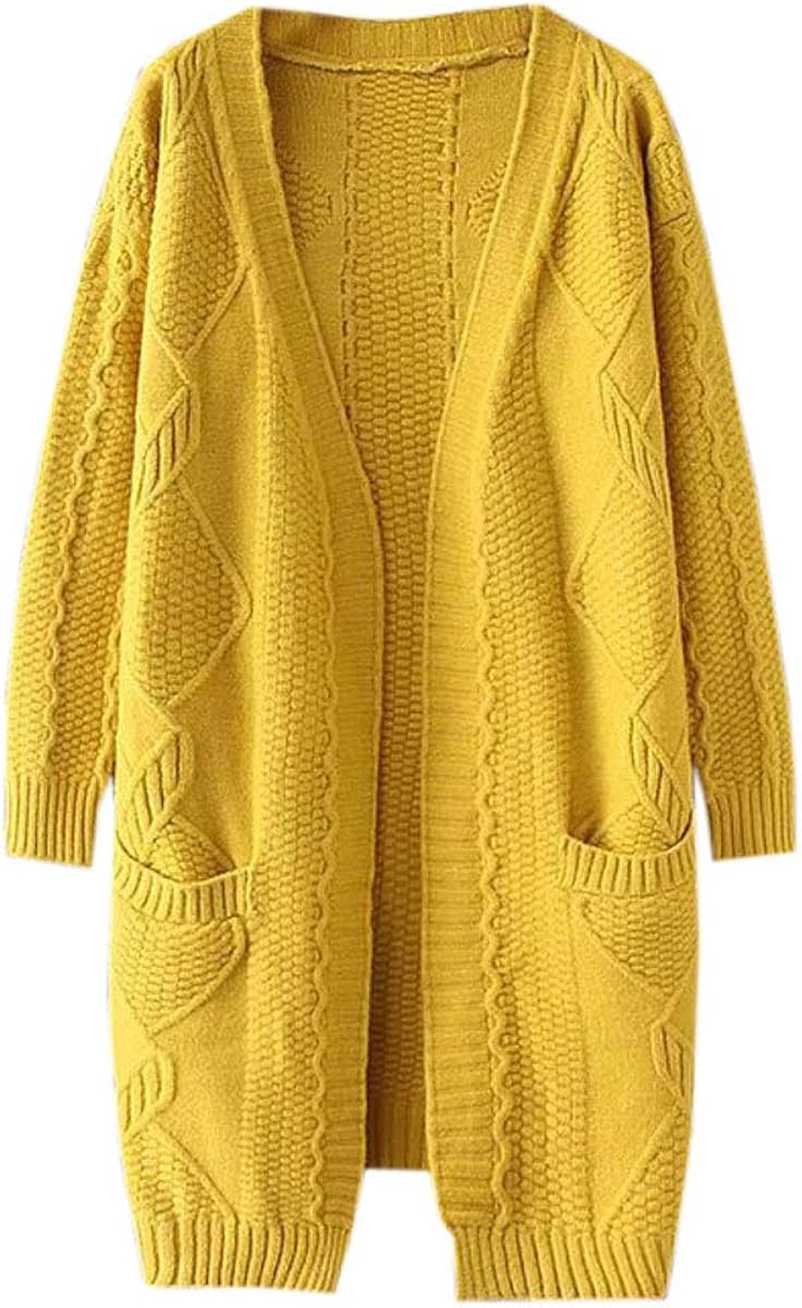 ACVIP Women's Herringbone Pattern Knit Button Free Cardigan Sweater