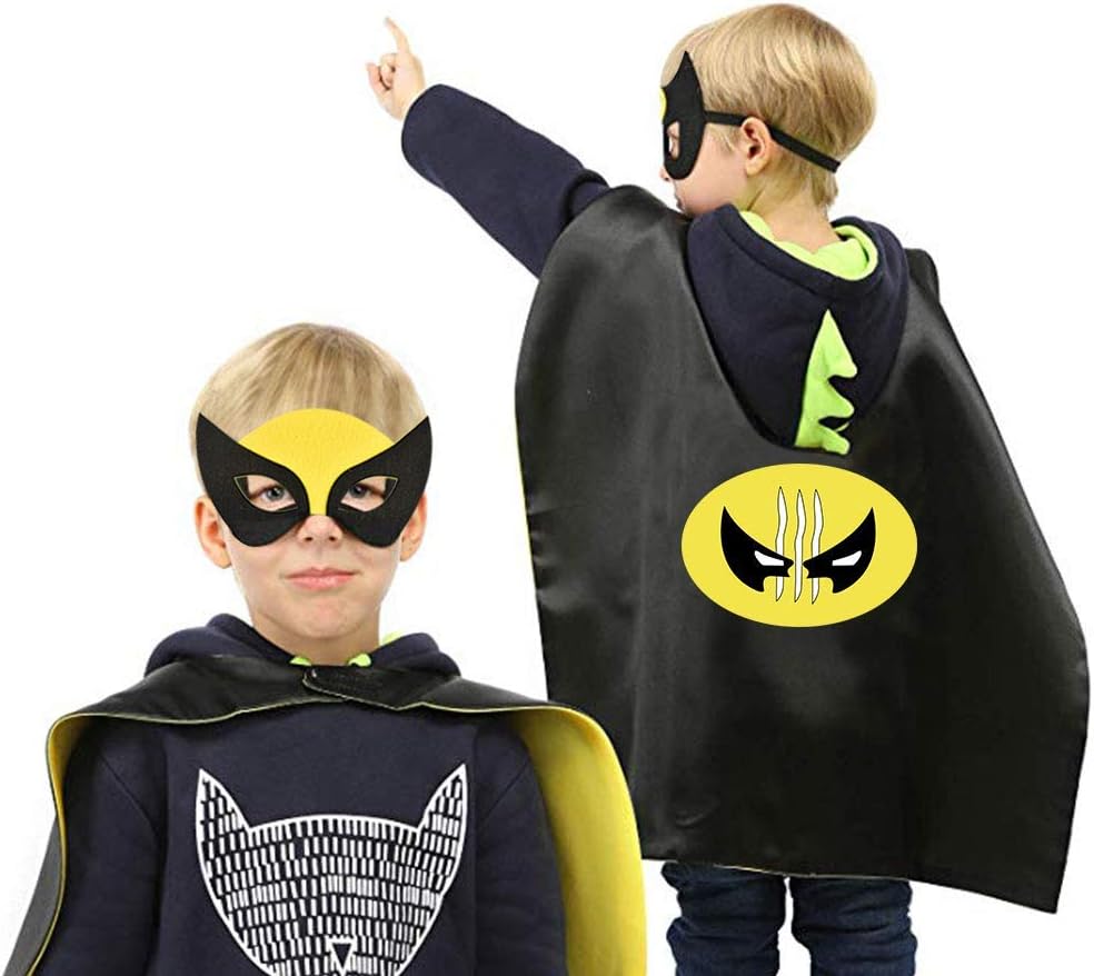 Costume Carnevale Bambino Mantello Rosso - Con Maschera Per Travestimenti 3-9 Anni - Foto 3