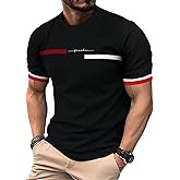 QJQ Men's Letter Graphic Tees Streetwear Short Sleeve Crewneck Color Block T Shirts Casual Summer Trendy Tops White