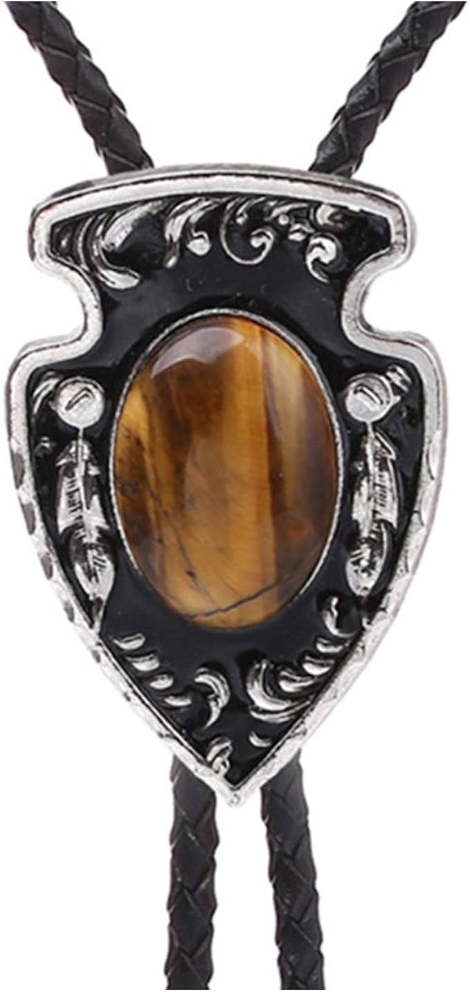 Tiger eye Bolo Tie for Men, Native American Western Cowboy Bolo Tie