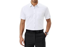 Alimens & Gentle Mens Short Sleeve Dress Shirts Regular Fit Stretch Wrinkle-Resistant Button Down Shirts