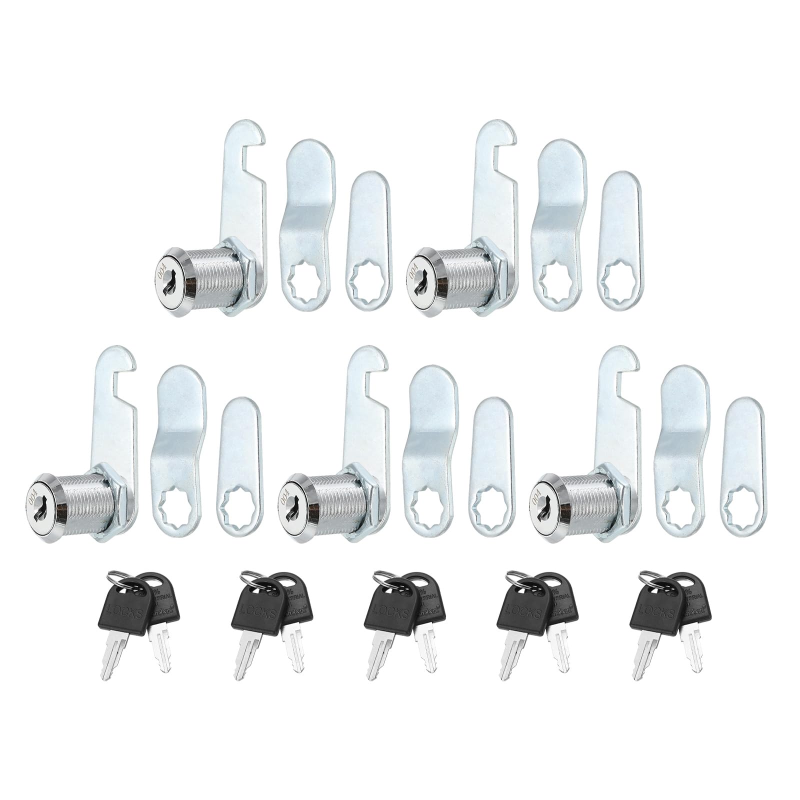 PATIKIL 1" Cam Lock with Keys, 5 Pack Zinc Alloy Keyed Different Cabinet Cam Lock Set RV Storage Lock for File Drawer Mailbox Toolbox, Silver Tone
