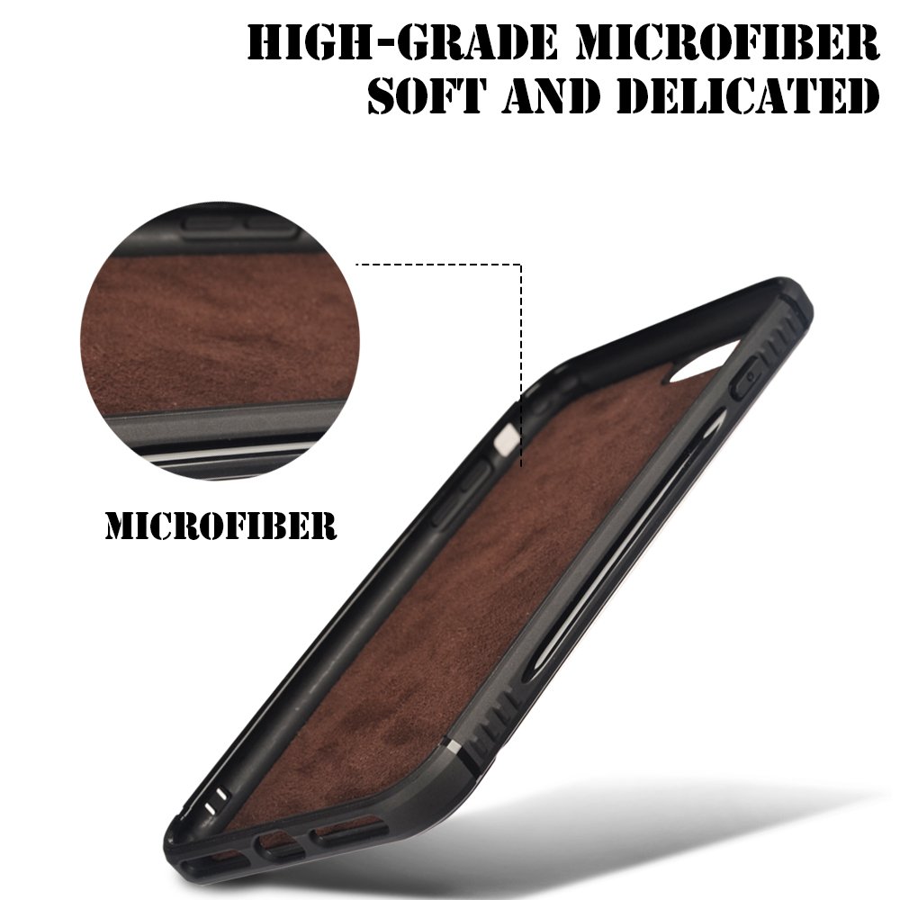 iPhone 7 Plus/8 Plus case, MagicSky Ultra Slim Premium PU Leather Shock-absorbing Protective Bumper Case with Built-in Nickel Metal Plate work with Universal Magnetic Phone Car Mount Holder - Black