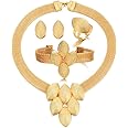 Sajayea Dubai Gold Jewelry Sets for Women 24K Gold Plated Costume Jewelry for Women Prom Jewelry Sets Valentines Anniversary Birthday Gifts