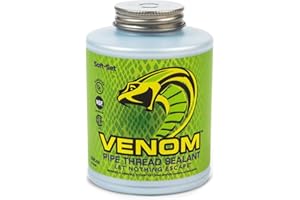 GASOILA Venom Pro-Grade Pipe Thread Sealant, Soft-Set, High Viscosity, Low Odor, for All Piping Types, 16 fl. oz. Bottle with Brush Cap, Ideal for Gas, Water, Oil, Extreme Temps, 10,000 PSI Liquids