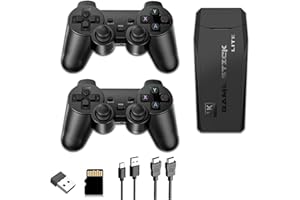 BILLOWVOLVE Retro Game Stick, Dual 2.4G Wireless Console, 64GB Memory 4K HDMI Output Built-in 20000+ Games with 15 Classic Emulators, Controllers Plug Play Video TV Game