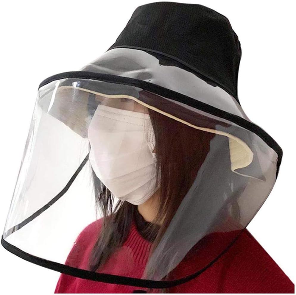 BBesty Full Cover Safety Face Shield Protective Dust Proof Fisherman Hat Face Cover Waterproof Wide Brim Splashing Proof Clear Visor Outdoor Facial Cover