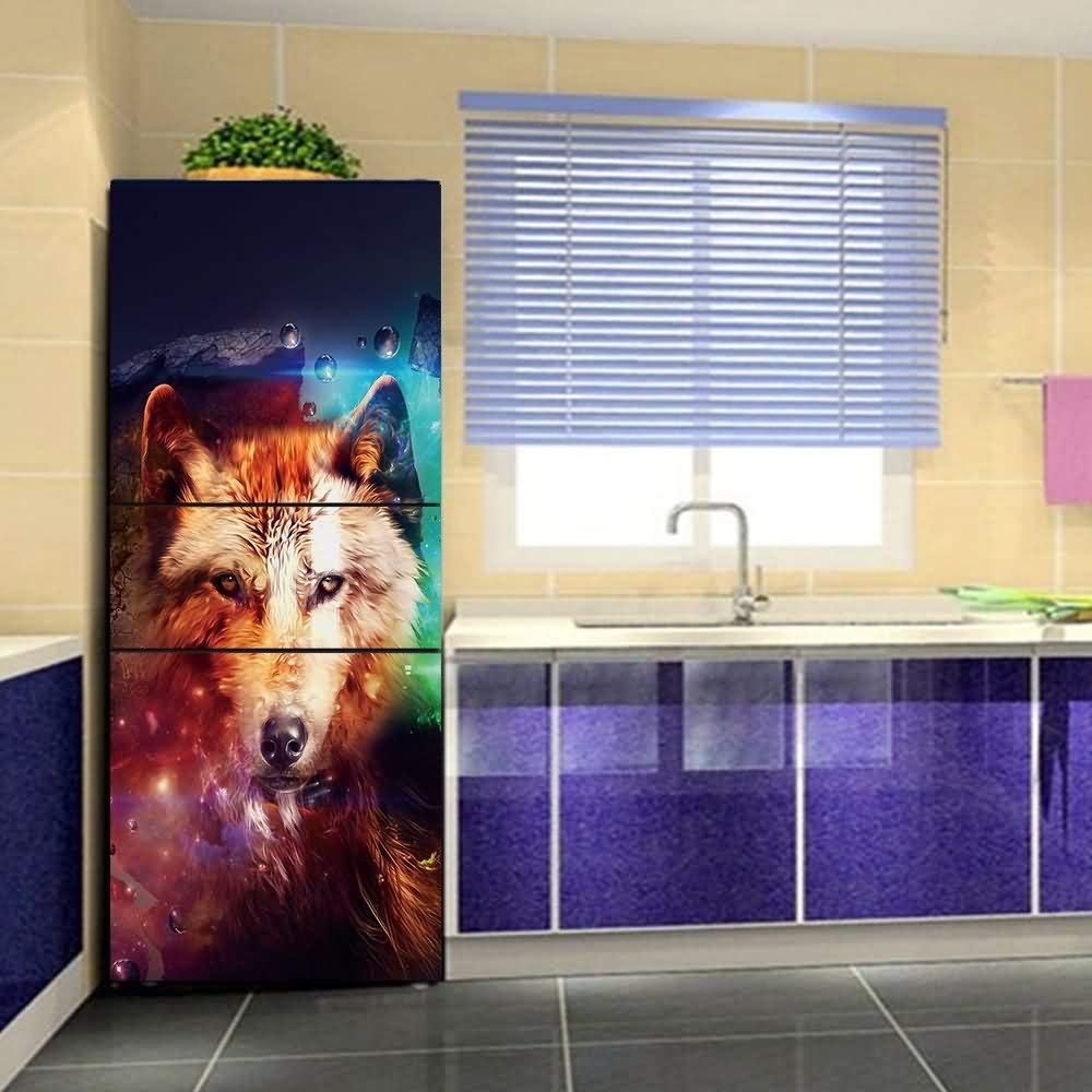 Hinyyee Cocina Refrigerador Pegatinas Lobo HD Refrigerador Puerta ...