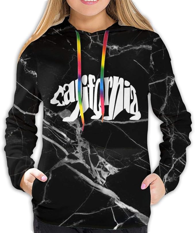 Novelty Hoodies California Bear Graphic Pullover Sweatshirts for Women