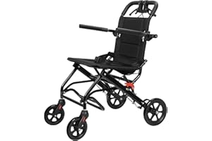 Ultra-Light Foldable Wheelchair for Adults, Travel Transport Wheelchair for Narrow Doorway Support 220lbs, Portable Wheelchai