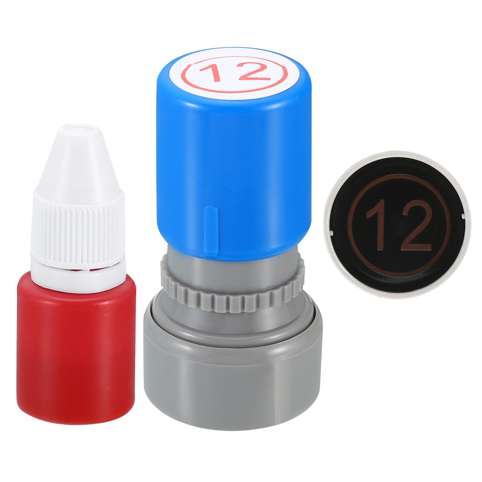 PATIKIL Number Stamps Self Inking, Numeral 12 Number Stamp Teacher Stamp Initial Stamp Ink Stamp for Class Notebook Scrapbooking DIY Craft Style 2, Red Ink