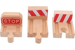 Alasum 3pcs Wooden Train Track Accessories Concave Stop Rail Expansion Compatible with Thomas Railway for