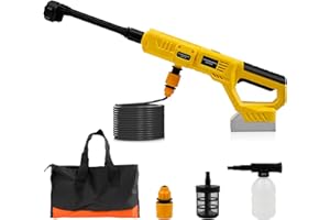 Cordless Pressure Washer Compatible with DeWalt 20V Battery, 800 PSI Portable Handheld Power Washer 6 in 1 Nozzle, 16.4ft Hos
