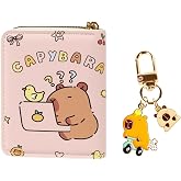 Small Cute Pink Capybara Wallet,PU Leather Coin Purse with Zipper Pocket