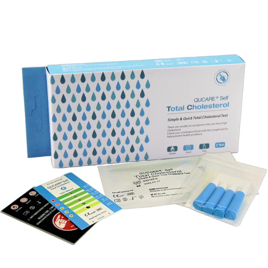 Qucare® Total Cholesterol Test Kit (2 Pack) – Fast, Easy at-Home Cholesterol Testing
