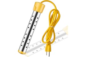 ZEGNEER Immersion Water Heater, 1500W Electric Submersible Water Heater with Stainless Steel Guard Cover, Portable Bucket Heater to Heat 5 Gallons of Water in Minutes,Yellow