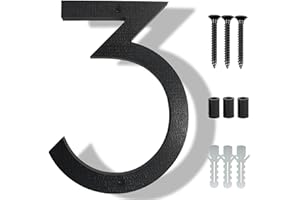 YIPUKIYI 8 Inch Floating Modern House Numbers For Outside Large House Numbers For Outside, Exterior Black Shadow Modern Home Address numbers With Easy Mounting Nail Kits, Visibility Number 3