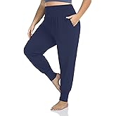 ZERDOCEAN Women's Plus Size Casual Yoga Joggers Comfy Loose Workout Lounge Pants with Pockets