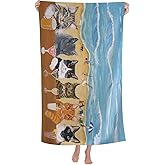 Cat Microfiber Beach Towel for Women, Adults - Cute Personalized, Oversized, Quick Dry, Sand Free - 30"x 60"