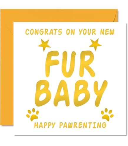 Congratulations On Your Fur Baby Card - Pet Owner Greeting Card For New Puppy Or Kitten