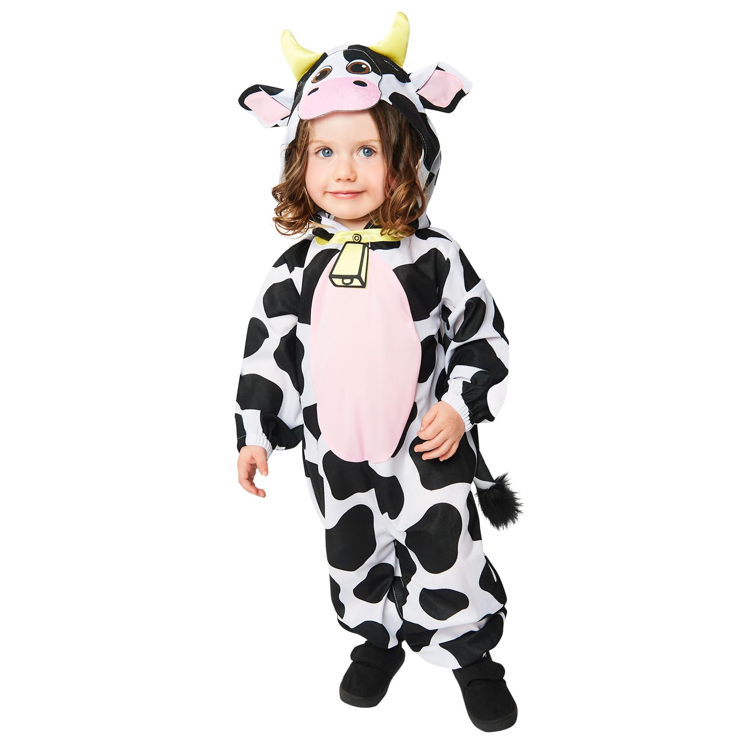 Amscan 9916826 Baby World Book Day Cow Hooded Jumpsuit Fancy Dress Costume Age: 18-24m, Unisex Children, Cartoon, Multi, 18-24 Months