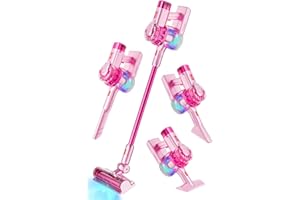 BLAXTEM 4-in-1 Kids Toy Vacuum That Works with Suction, Electric Toy Toddler Vacuum Cleaner for Children Ages 3 4 5 6+ Boys & Girls,Toddlers Toys Cleaning Set for Pretend Play (Pink)