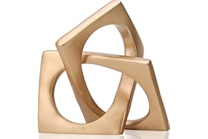 LCCCK Modern Geometric Sculpture Gold Knot Statue Decor, Home Gold Bookcase Centerpiece jax Decorative, Geometric Tabletop Sculpture and Figurines, For Golden Home Decor Accent, Cube Decorative Ornaments