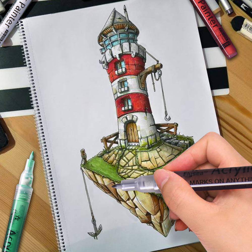 Acrylic Paint Marker,Sunvito 12 Colors Paint Art Markers Pens,0.7 mm Extra Fine Point Paint Pen for Rock Painting,Ceramic,Wood,Glass,DIY Craft and Most Surfaces